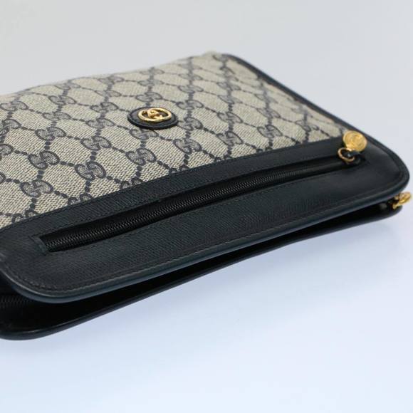 GUCCI GG Supreme Clutch Bag PVC Leather Navy Gray 014 115 Auth yk8933 - Picture 5 of 16